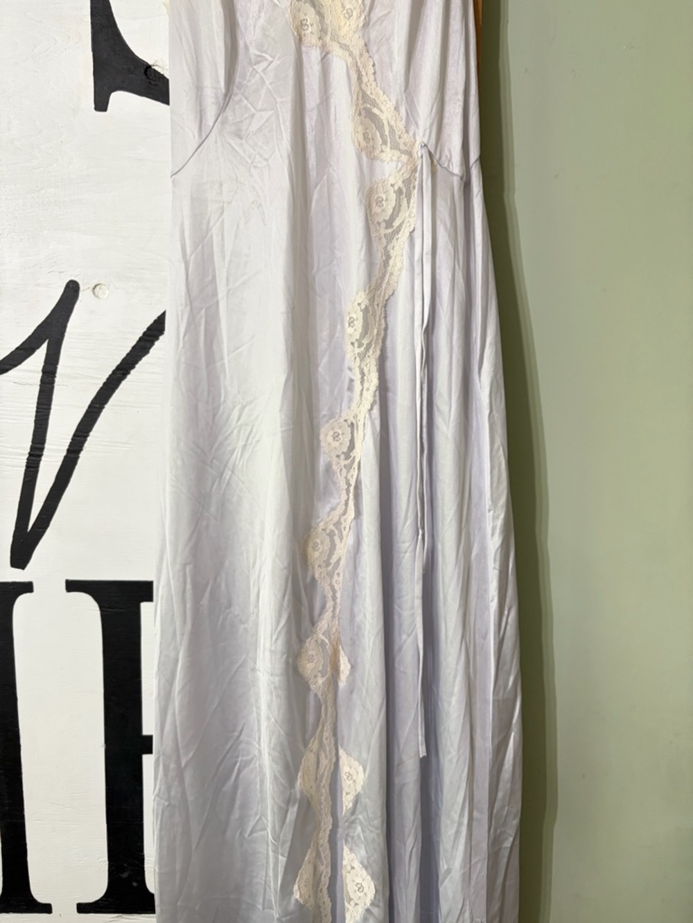 Miss Elaine Light Blue Slip with Cream Lace Trim - Picture 6 of 10